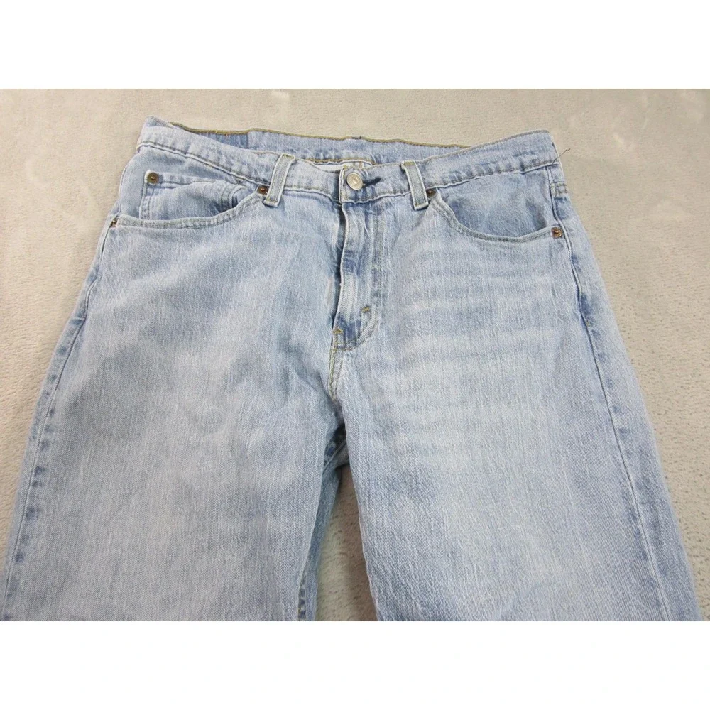 Levi's 527 Slim Bootcut Mens 32x30 Light Blue Frayed Hem Western Denim Jeans